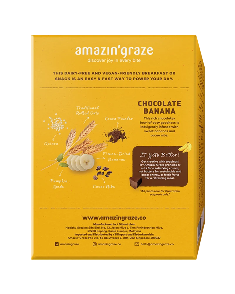 Chocolate Banana Instant Oatmeal - Amazin' Graze Malaysia