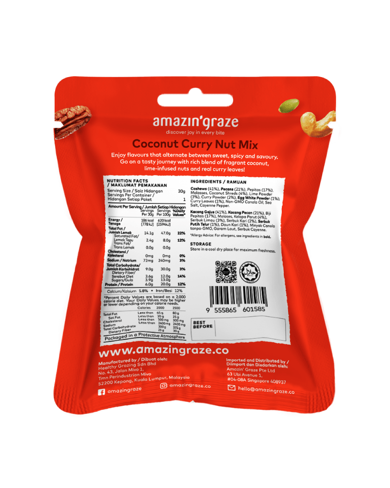 Mini Coconut Curry Nut Mix - Amazin' Graze Malaysia