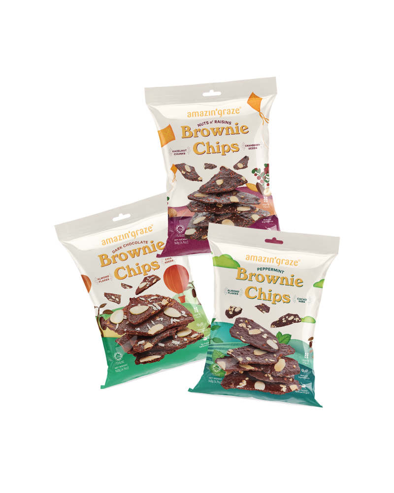 Amazin' Graze Pack of 3 Brownie Chips Bundle 420g (140 x 3)