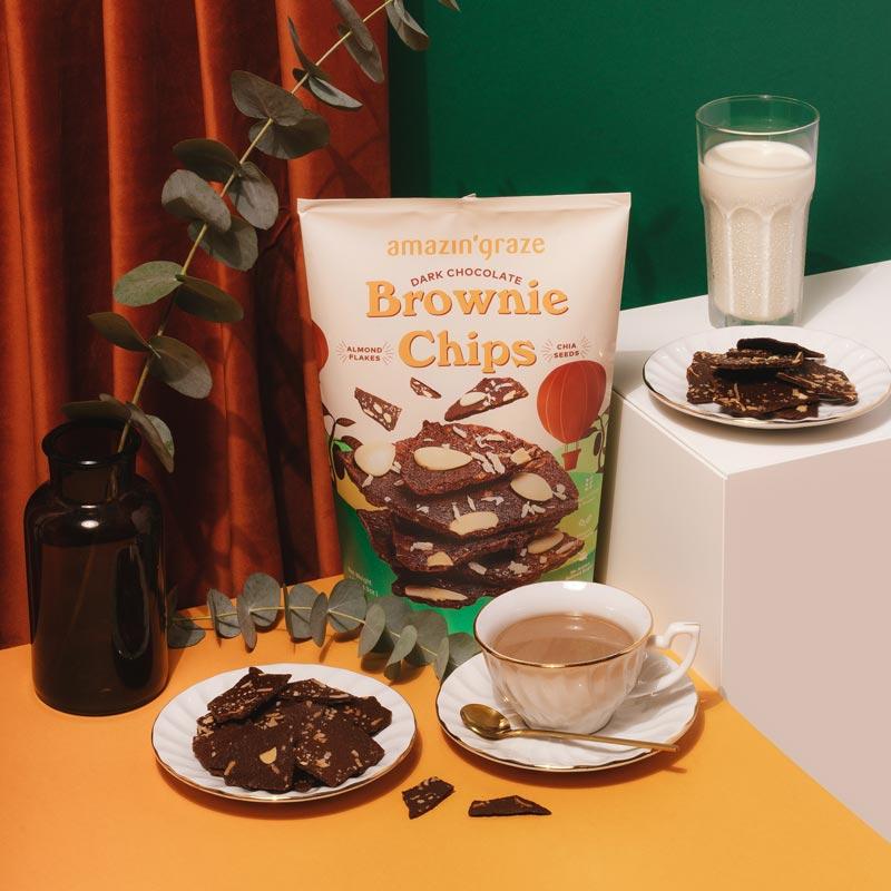 Amazin' Graze Pack of 3 Brownie Chips Bundle 420g (140 x 3)